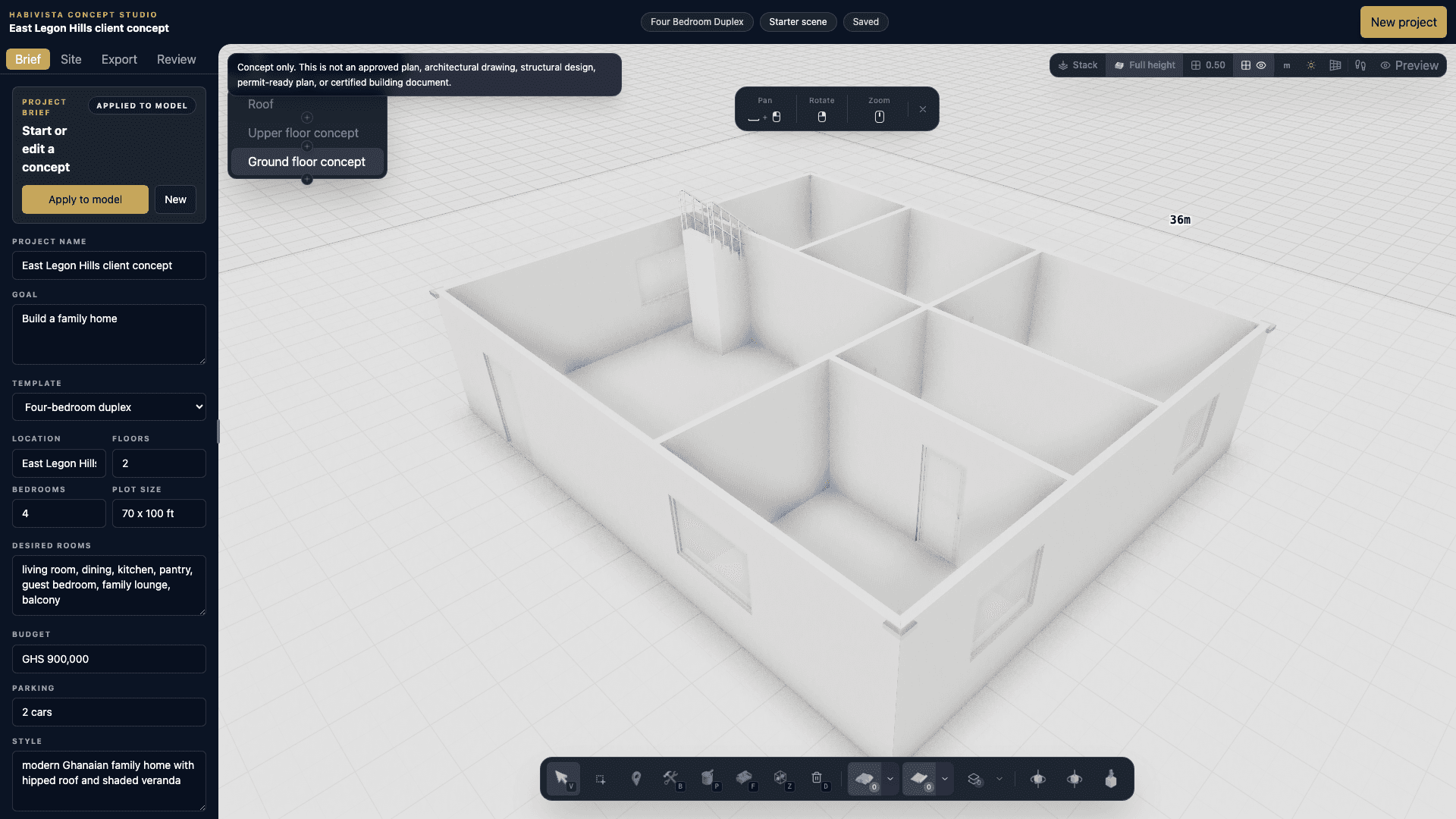 Brief applied to Studio model
